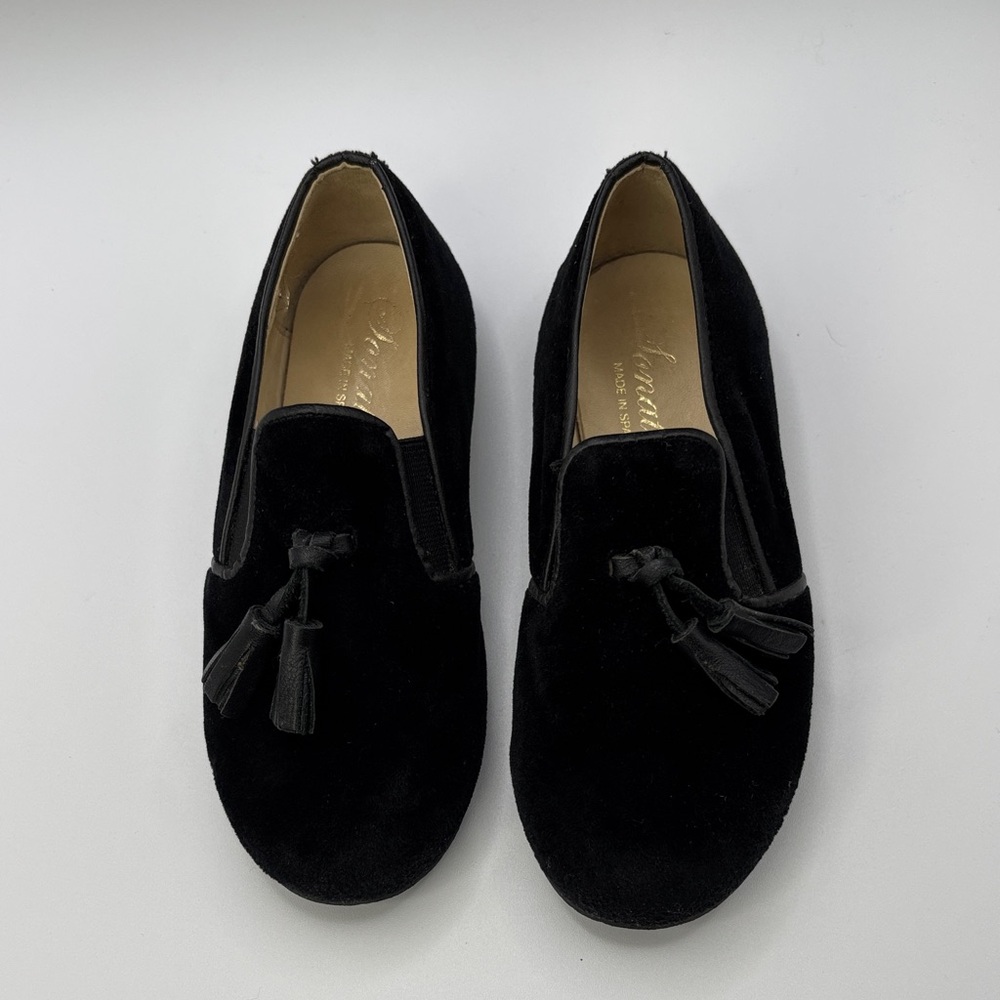 Sonatina girl Formal Black Velvet Tassel Loafers 26EU/9.5-10 US Toddler Spain